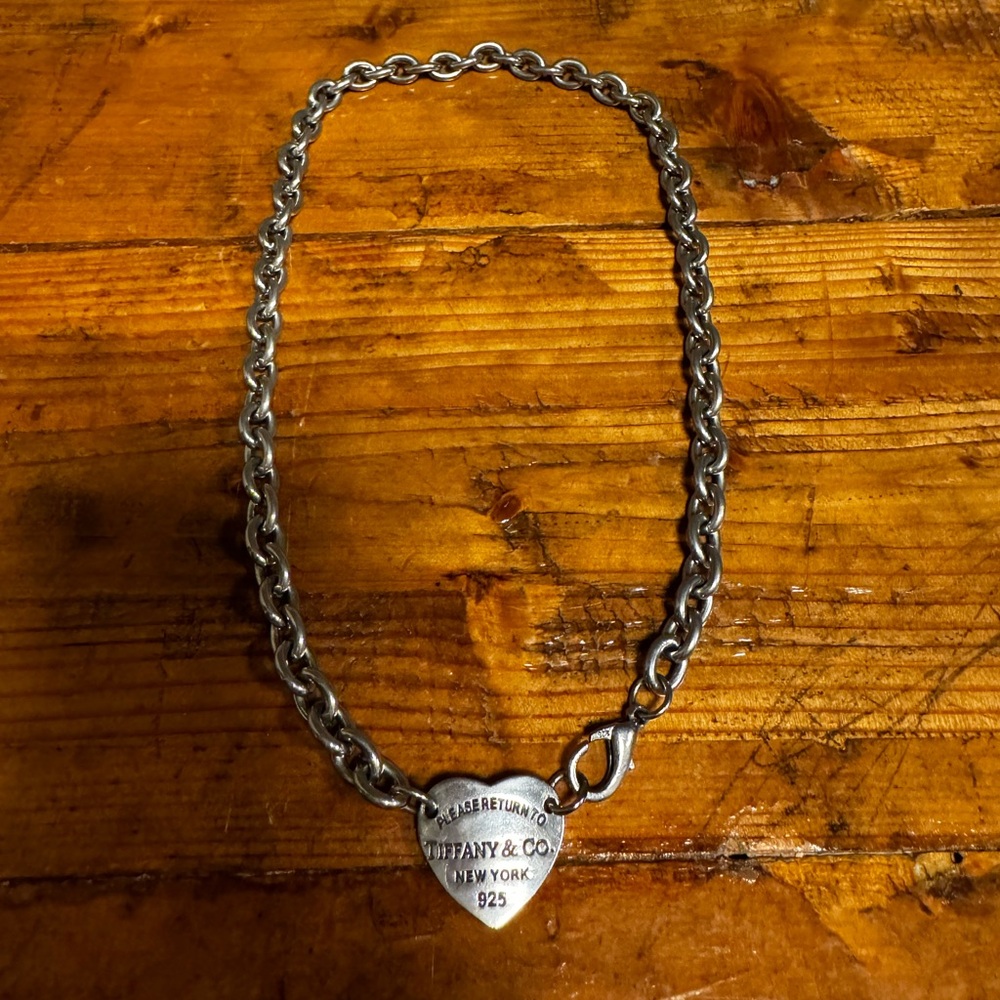 Faux Tiffany & Co. Silver Heart Tag Necklace